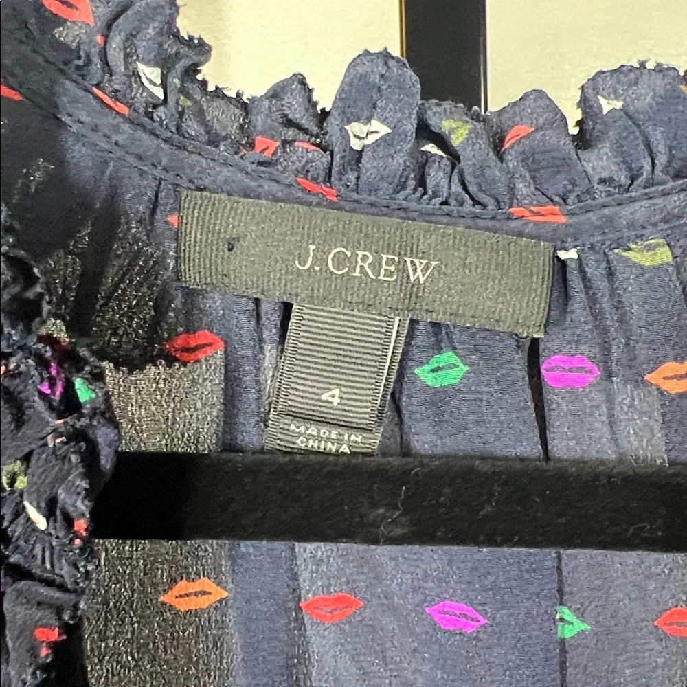 J. Crew Navy Top with Colorful Lips